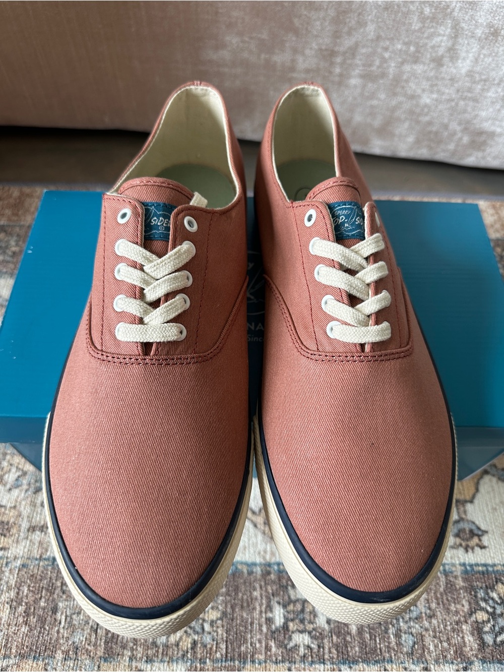 Men's Canvas Lace-Up Sneakers in Rust Pink - Classic Casual